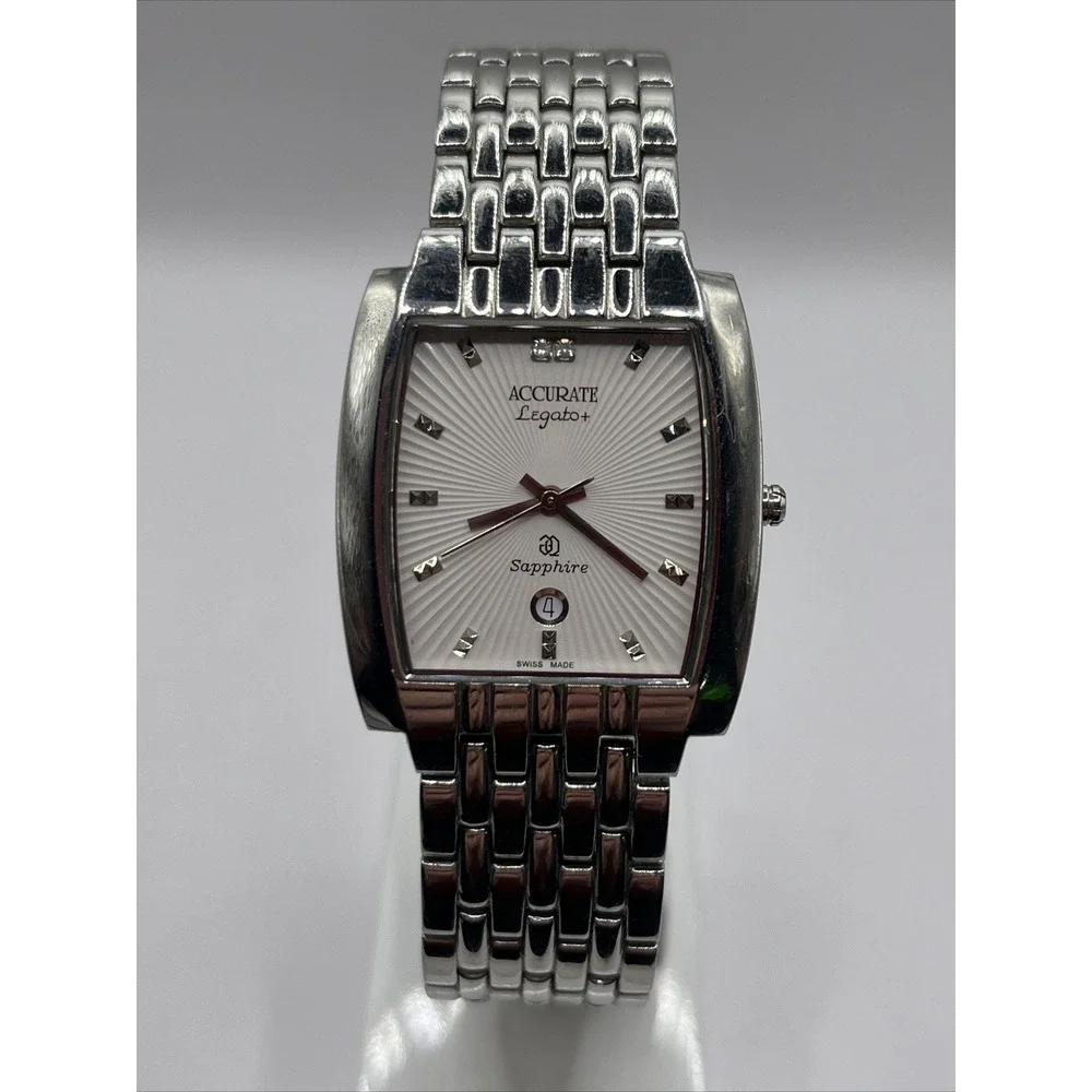 Accurate Legato+‎ Swiss Sapphire Crystal Men's Quartz Watch AMQ117- New Battery
